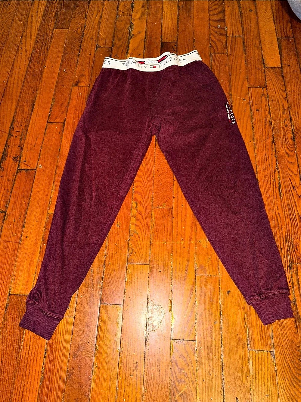 Tommy Hilfiger New York Logo Waistband Jogger Pants Burgundy S